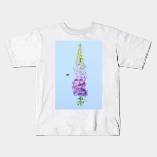 Foxglove and Bee (blue tint) Kids T-Shirt